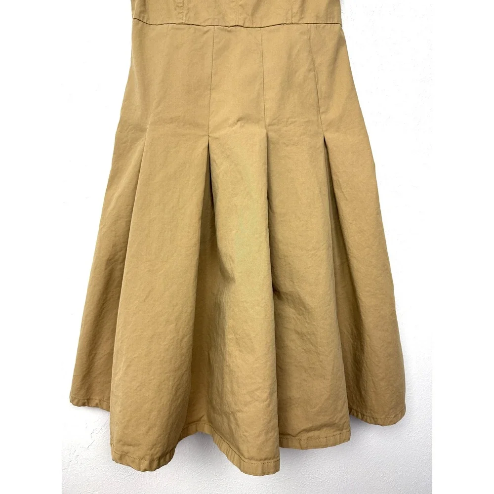 J.Crew A-Line Pleated A-Line Chino Cotton Dress Sleeveless Khaki Size 6